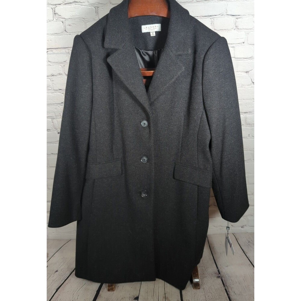 LAUNDRY BY SHELLI SEGAL Women's Faux Wool Coat with Notch CollarSize XXL CARBON